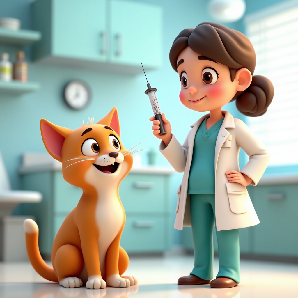 Illustration of a syringe with a red medical cross, symbolizing veterinary and healthcare services at Moraine Grove Veterinary Clinic.